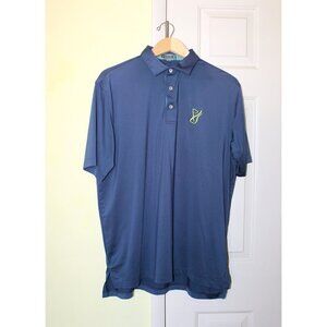 Peter Millar Blue Golf T Shirt Men Polo top Size Large Short sleeve polyester